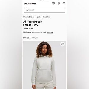 lululemon athletica Women's White Hoodie